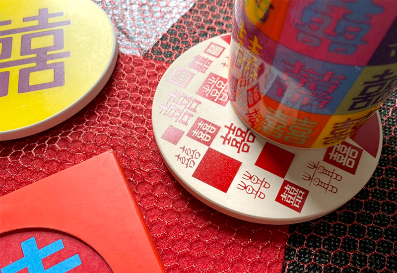 開門見囍 吸水杯墊-多字體囍